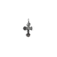 Chrome Hearts 18K White Gold Pink Saph Filigree Cross Charm Pendant