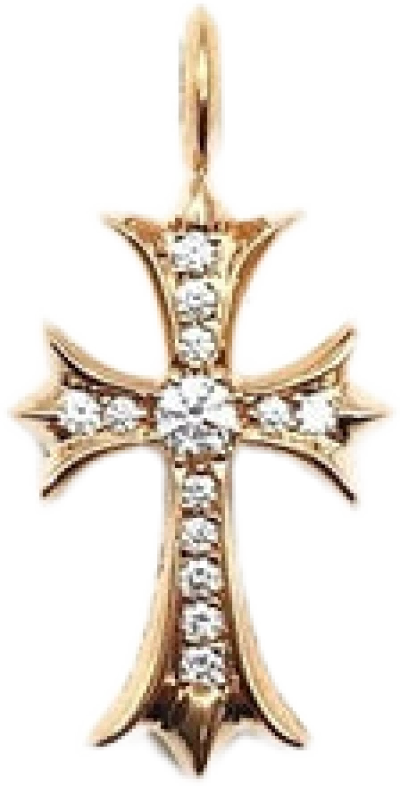 Chrome Hearts 22K Gold Diamonds Tiny Cross Charm Pendant