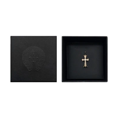 Chrome Hearts 22K Gold Diamonds Tiny Cross Charm Pendant