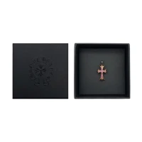 Chrome Hearts 22K Gold Pink Saph Tiny Cross Charm Pendant