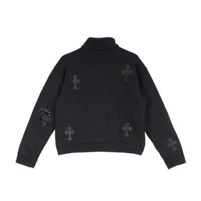 Chrome Hearts Black Patent Leather Cross Half Zip Sweatshirt