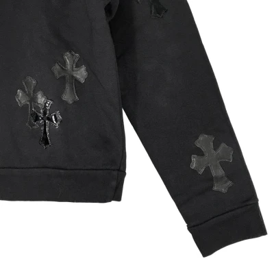 Chrome Hearts Black Patent Leather Cross Half Zip Sweatshirt