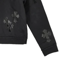 Chrome Hearts Black Patent Leather Cross Half Zip Sweatshirt