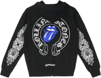 Chrome Hearts Rolling Stones Script Blue Tongue Black Zip Up Hoodie Chrome Hearts Rolling Stones Script Blue Tongue Black Zip Up Hoodie