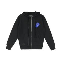 Chrome Hearts Rolling Stones Script Blue Tongue Black Zip Up Hoodie Chrome Hearts Rolling Stones Script Blue Tongue Black Zip Up Hoodie