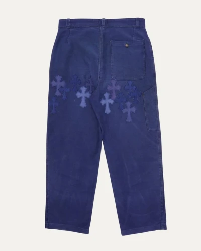 Chrome Hearts Cross Patch Bleu de Travail French Work Pants