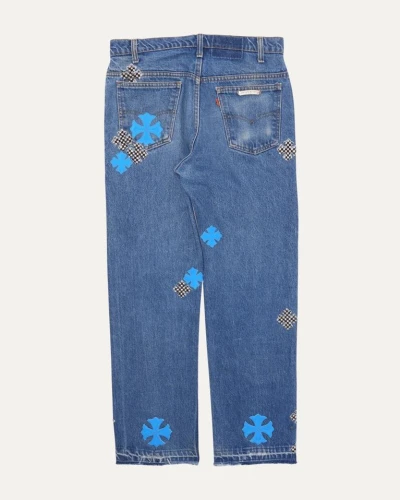 Chrome Hearts Levi's Plus Cross Patch Orange Tab 505 Jeans