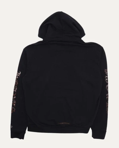 Chrome Hearts Online Exclusive Glitter Print Horseshoe Logo Zip Up Hoodie