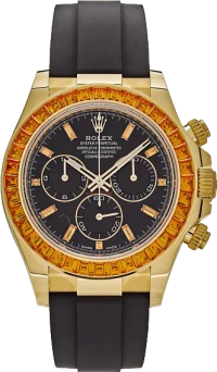 Rolex Daytona 116588SACO Yellow Gold Orange Sapphire Bezel Black Diamond Dial Rolex Daytona 116588SACO Yellow Gold Orange Sapphire Bezel Black Diamond Dial