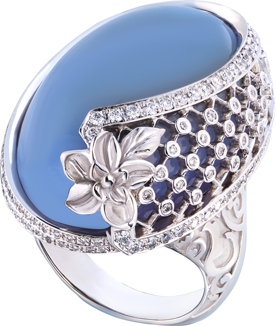 Кольцо Carrera y Carrera Sierpes Maxi White Gold & Chalcedony & Diamonds DA13600