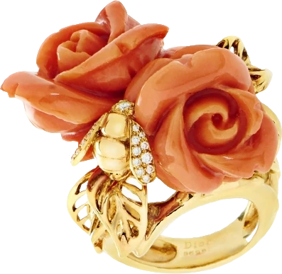 Кольцо Dior DIOR PRE CATEIAN CORAL DIAMOND GOLD ROSE RING DIOR (id 28839)