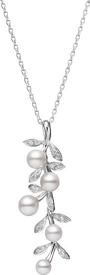 Подвеска  Mikimoto White Gold Akoya Pearl & Diamond Floral Pendant Mikimoto5-6.5 (id 40020)