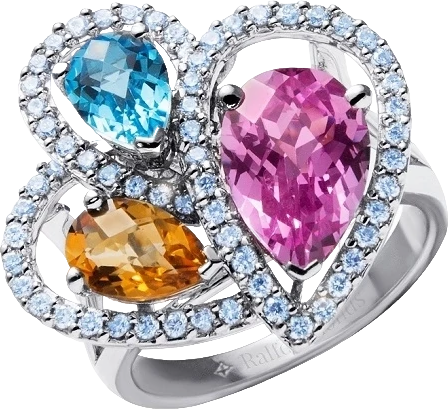 Кольцо RalfDiamonds MULTI GEMSTONES RING, ROSE SAPPHIRE, BLUE TOPAZ, ORANGE CITINE RDR MULTIGEM STONES (id 32739)