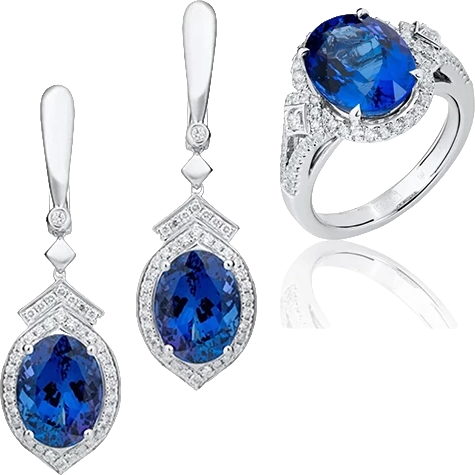 Комплект RalfDiamonds КОМПЛЕКТ С ТАНЗАНИТАМИ И БРИЛЛИАНТАМИ 0.88 карат E-F/VVS (id 34504)