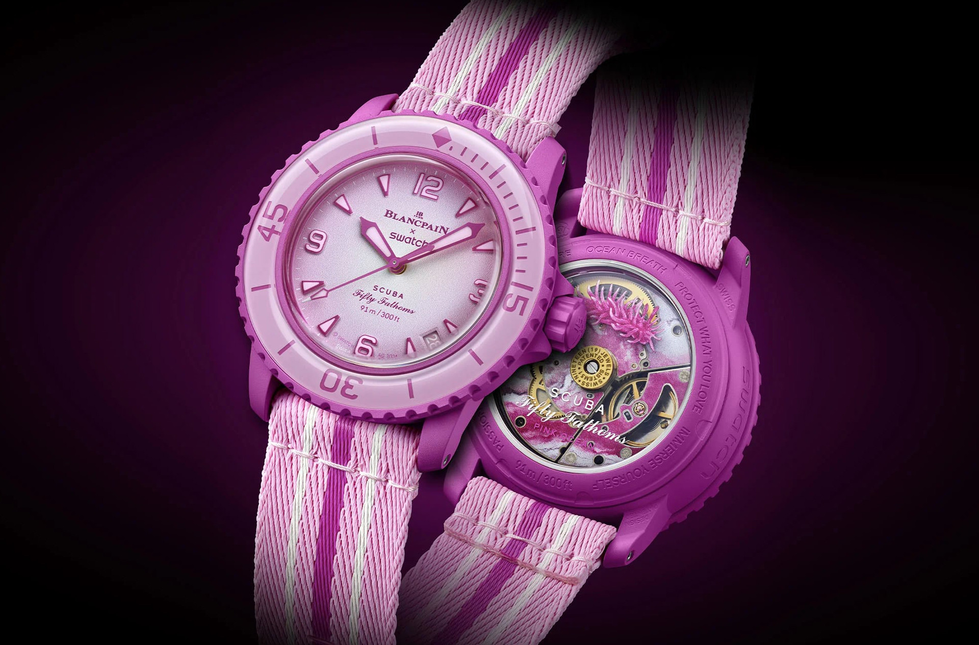 Превью статьи Swatch x Blancpain Scuba Fifty Fathoms Pink Ocean