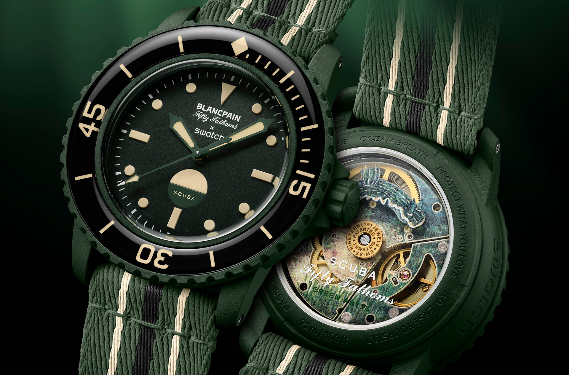 Swatch x Blancpain Bioceramic Scuba Fifty Fathoms Green Abyss