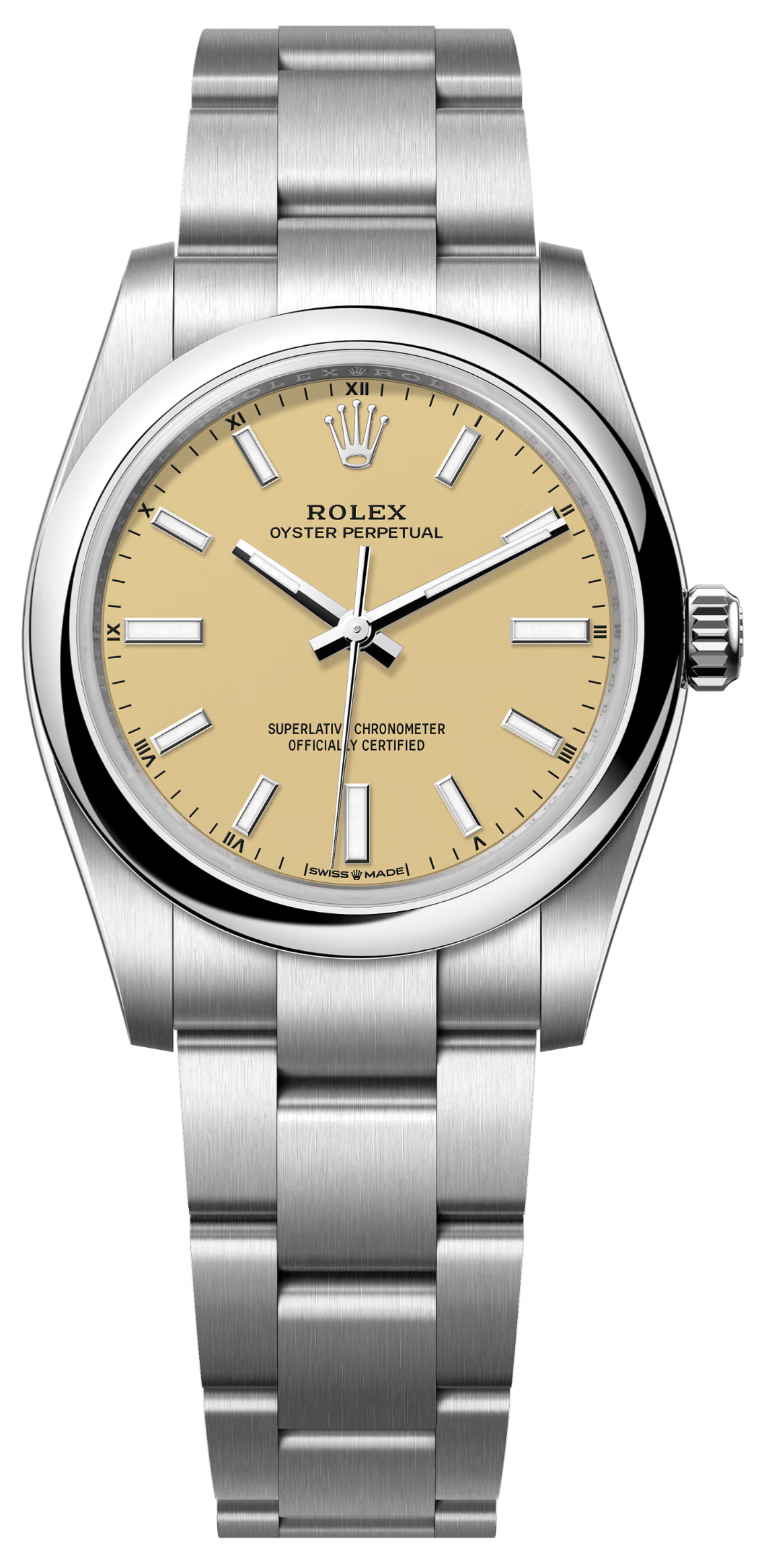 Rolex Oyster Perpetual 34 mm Oystersteel Beige Dial 124200