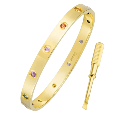 Cartier LOVE BRACELET, PINK GOLD, SAPPHIRES, GARNETS, AMETHYSTS