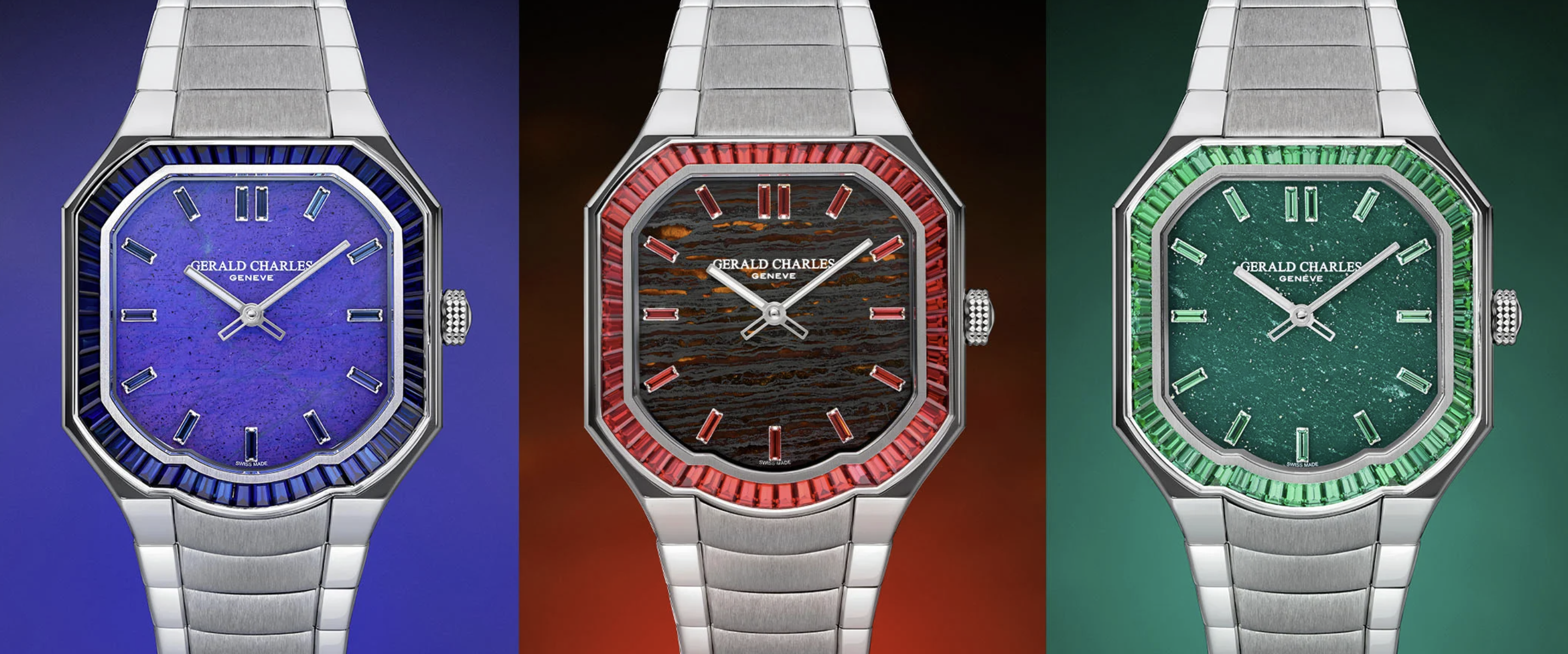 Gerald Charles Masterlink Gem Set Stone Dial