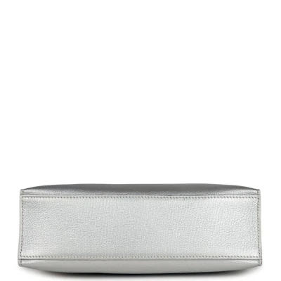 Vintage Hermes Kelly Pochette Silver Metallic Chevre Palladium Hardware Vintage Hermes Kelly Pochette Silver Metallic Chevre Palladium Hardware