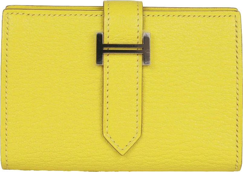 Hermes Bearn Mini Wallet Lime Chevre Mysore Palladium Hardware