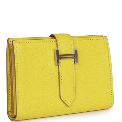 Hermes Bearn Mini Wallet Lime Chevre Mysore Palladium Hardware Hermes Bearn Mini Wallet Lime Chevre Mysore Palladium Hardware