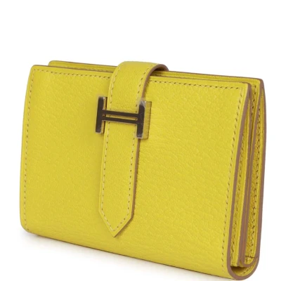 Hermes Bearn Mini Wallet Lime Chevre Mysore Palladium Hardware Hermes Bearn Mini Wallet Lime Chevre Mysore Palladium Hardware