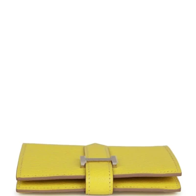 Hermes Bearn Mini Wallet Lime Chevre Mysore Palladium Hardware Hermes Bearn Mini Wallet Lime Chevre Mysore Palladium Hardware