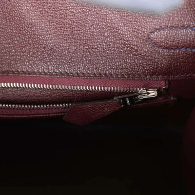 Hermes Bi-Color Birkin 25 Rouge Sellier and Bleu Saphir Ostrich Palladium Hardware Hermes Bi-Color Birkin 25 Rouge Sellier and Bleu Saphir Ostrich Palladium Hardware