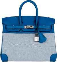 Hermes Birkin 25 Bleu Bill Toile H and Bleu France Swift Palladium Hardware Hermes Birkin 25 Bleu Bill Toile H and Bleu France Swift Palladium Hardware