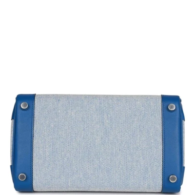 Hermes Birkin 25 Bleu Bill Toile H and Bleu France Swift Palladium Hardware Hermes Birkin 25 Bleu Bill Toile H and Bleu France Swift Palladium Hardware