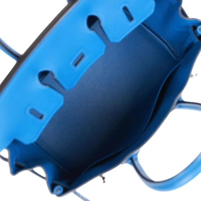 Hermes Birkin 25 Bleu Bill Toile H and Bleu France Swift Palladium Hardware Hermes Birkin 25 Bleu Bill Toile H and Bleu France Swift Palladium Hardware