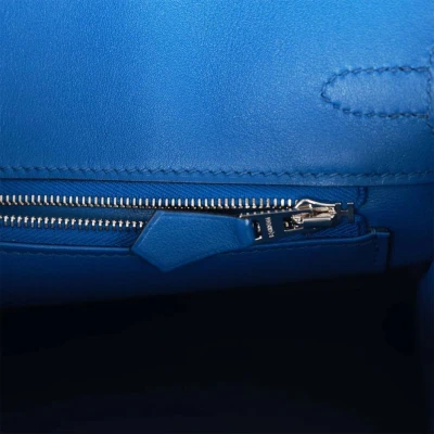 Hermes Birkin 25 Bleu Bill Toile H and Bleu France Swift Palladium Hardware Hermes Birkin 25 Bleu Bill Toile H and Bleu France Swift Palladium Hardware
