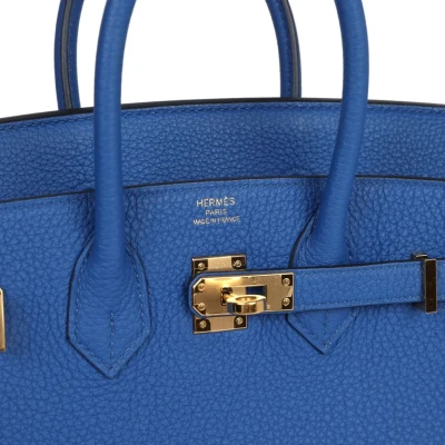 Hermes Birkin 25 Bleu France Togo Gold Hardware Hermes Birkin 25 Bleu France Togo Gold Hardware