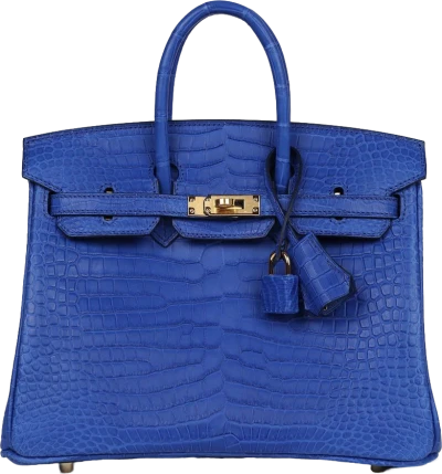 Hermes Birkin 25 Bleu Royal Matte Porosus Crocodile Gold Hardware Hermes Birkin 25 Bleu Royal Matte Porosus Crocodile Gold Hardware