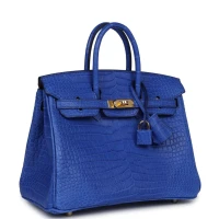 Hermes Birkin 25 Bleu Royal Matte Porosus Crocodile Gold Hardware Hermes Birkin 25 Bleu Royal Matte Porosus Crocodile Gold Hardware