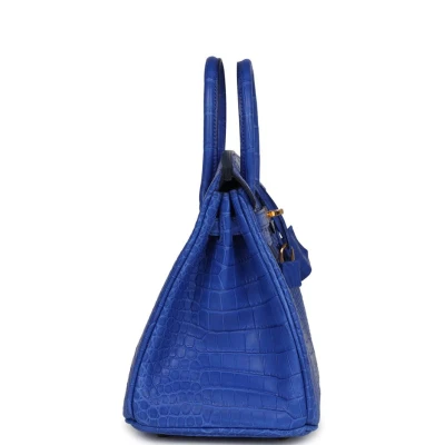 Hermes Birkin 25 Bleu Royal Matte Porosus Crocodile Gold Hardware Hermes Birkin 25 Bleu Royal Matte Porosus Crocodile Gold Hardware