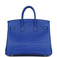 Hermes Birkin 25 Bleu Royal Matte Porosus Crocodile Gold Hardware Hermes Birkin 25 Bleu Royal Matte Porosus Crocodile Gold Hardware