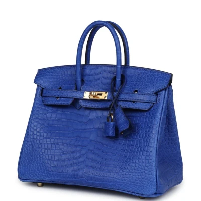 Hermes Birkin 25 Bleu Royal Matte Porosus Crocodile Gold Hardware Hermes Birkin 25 Bleu Royal Matte Porosus Crocodile Gold Hardware