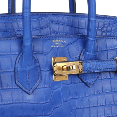 Hermes Birkin 25 Bleu Royal Matte Porosus Crocodile Gold Hardware Hermes Birkin 25 Bleu Royal Matte Porosus Crocodile Gold Hardware
