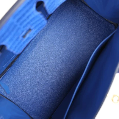 Hermes Birkin 25 Bleu Royal Matte Porosus Crocodile Gold Hardware Hermes Birkin 25 Bleu Royal Matte Porosus Crocodile Gold Hardware