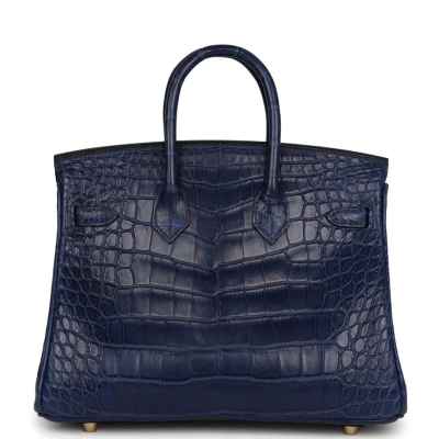 Hermes Birkin 25 Bleu Saphir Matte Alligator Gold Hardware