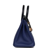 Hermes Birkin 25 Bleu Saphir Taurillion Novillo and Bleu Marine Matte Alligator Touch Rose Gold Hardware Hermes Birkin 25 Bleu Saphir Taurillion Novillo and Bleu Marine Matte Alligator Touch Rose Gold Hardware