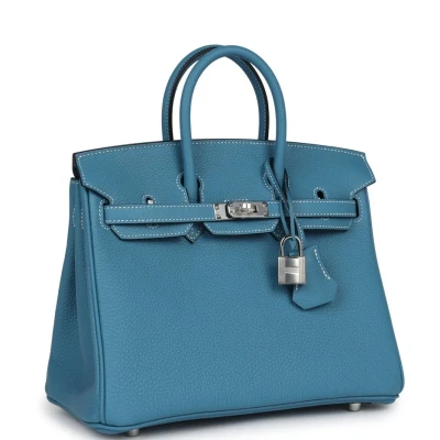 Hermes Birkin 25 Blue Jean Togo Palladium Hardware Hermes Birkin 25 Blue Jean Togo Palladium Hardware
