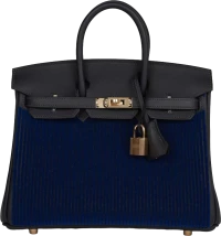 Hermes Birkin 25 Cote-a-Cote Tuffetage Bleu Saphir and Caban Swift Permabrass Hardware Hermes Birkin 25 Cote-a-Cote Tuffetage Bleu Saphir and Caban Swift Permabrass Hardware