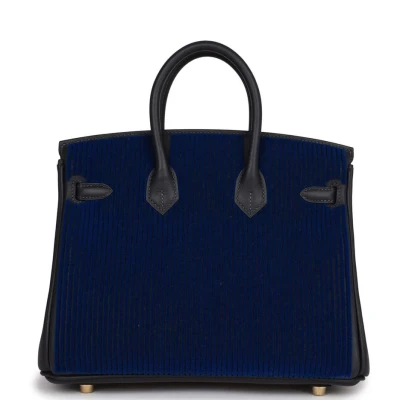 Hermes Birkin 25 Cote-a-Cote Tuffetage Bleu Saphir and Caban Swift Permabrass Hardware Hermes Birkin 25 Cote-a-Cote Tuffetage Bleu Saphir and Caban Swift Permabrass Hardware