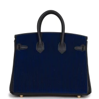 Hermes Birkin 25 Cote-a-Cote Tuffetage Bleu Saphir and Caban Swift Permabrass Hardware Hermes Birkin 25 Cote-a-Cote Tuffetage Bleu Saphir and Caban Swift Permabrass Hardware