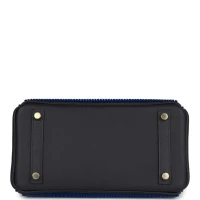 Hermes Birkin 25 Cote-a-Cote Tuffetage Bleu Saphir and Caban Swift Permabrass Hardware Hermes Birkin 25 Cote-a-Cote Tuffetage Bleu Saphir and Caban Swift Permabrass Hardware