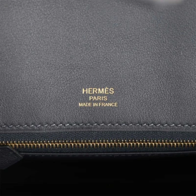 Hermes Birkin 25 Cote-a-Cote Tuffetage Bleu Saphir and Caban Swift Permabrass Hardware Hermes Birkin 25 Cote-a-Cote Tuffetage Bleu Saphir and Caban Swift Permabrass Hardware