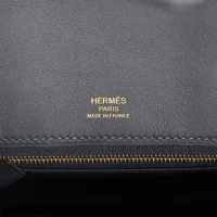 Hermes Birkin 25 Cote-a-Cote Tuffetage Bleu Saphir and Caban Swift Permabrass Hardware Hermes Birkin 25 Cote-a-Cote Tuffetage Bleu Saphir and Caban Swift Permabrass Hardware
